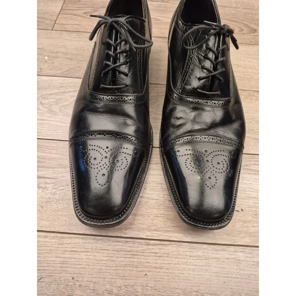 To‎ Boot New York Adam Derrick Mens Black Leather Brogue Medallion Oxfords Sz 12